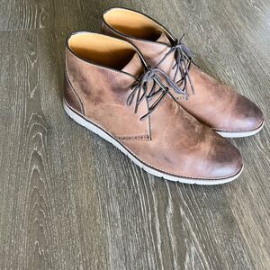 JOHNSTON & MURPHY HOLDEN CHUKKA 11 M BROWN BOOTS OILED FULL GRAIN LEATHER